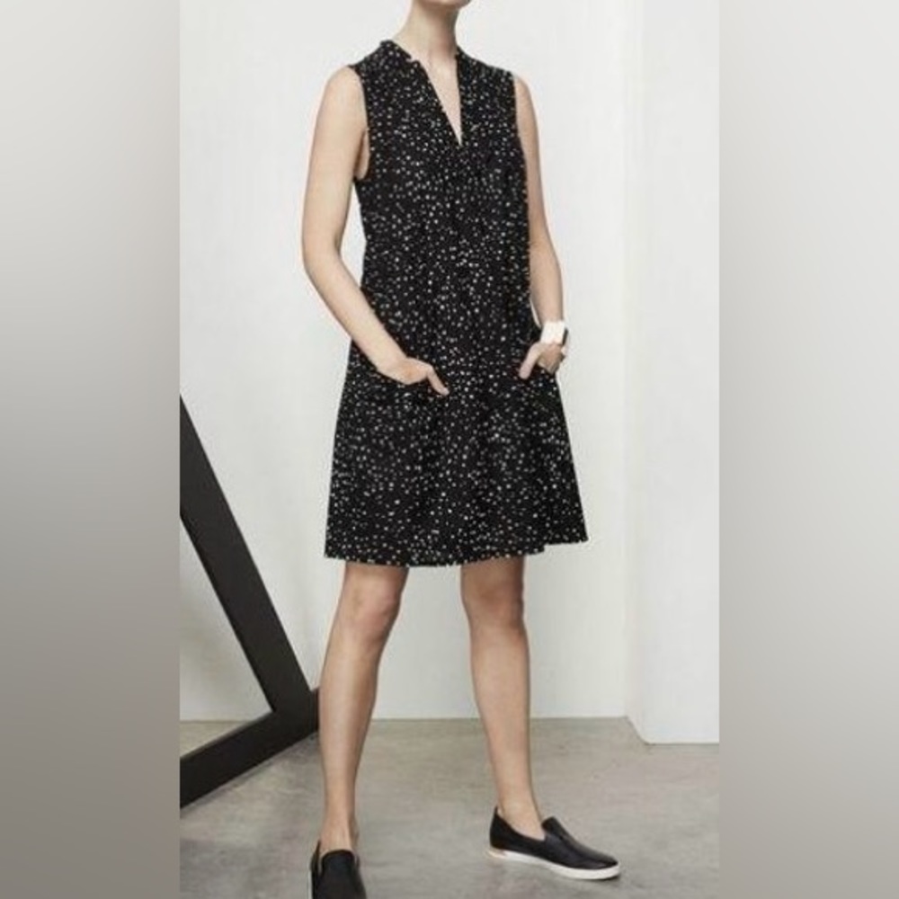 Eileen Fisher speckled dot v-neck sheath mini dress
